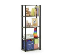 Walplus Furinno Turn-S-Tube 5-Tier Multipurpose Shelf Display Rack With Square Tubes, French Oak Grey/black