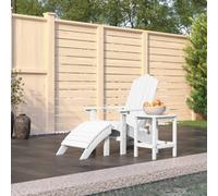 Walplus Garden Adirondack Chair With Footstool & Table Hdpe White