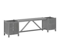 Walplus Garden Bench With 2 Planters 150Cm Solid Acacia Wood Grey