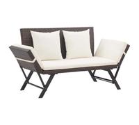 Walplus Garden Bench With Cushions Brown 176 Cm Poly Rattan