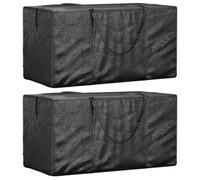 Walplus Garden Cushion Storage Bags 2 Pcs Black 150X75X75 Cm Polyethylene