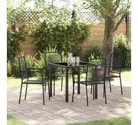 Walplus Garden Dining Set 5 Pcs Black Cotton Rope And Steel