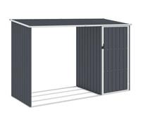 Walplus Garden Firewood Shed Anthracite 245X98X159 Cm Galvanised Steel