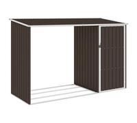 Walplus Garden Firewood Shed Brown 245X98X159 Cm Galvanised Steel