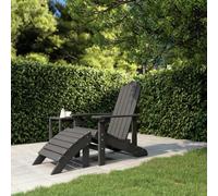 Walplus Garden Outdoor Adirondack Chair With Footstool Hdpe Anthracite