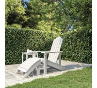 Walplus Garden Outdoor Adirondack Chair With Footstool Hdpe White