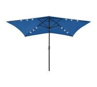 Walplus Garden Parasol With Leds And Steel Pole Azure Blue 2X3 M