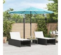 Walplus Garden Parasol With Steel Pole Blue 324X324X247 Cm