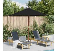 Walplus Garden Parasol With Wooden Pole Black 150X200 Cm
