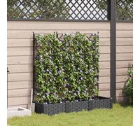 Walplus Garden Planter With Trellis 3 Pcs Black 120 X 40 X 125.5 Cm Pp