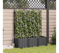 Walplus Garden Planter With Trellis 3 Pcs Black 120 X 40 X 143 Cm Pp