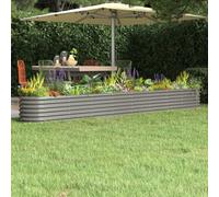 Walplus Garden Raised Bed Galvanised Steel 332X40X36 Cm Grey