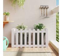 Walplus Garden Raised Bed With Fence Design White 100X50X50 Cm Solid Wood Pine