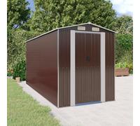 Walplus Garden Shed Dark Brown 192X440X223 Cm Galvanised Steel