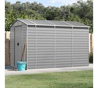 Walplus Garden Shed Light Grey 191X300X198 Cm Galvanised Steel