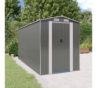 Walplus Garden Shed Light Grey 192X440X223 Cm Galvanised Steel