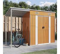 Walplus Garden Shed With Extended Roof Light Brown 277X110.5X181Cm Steel