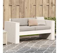 Walplus Garden Sofa 2-Seater White 134X60X62 Cm Solid Wood Pine - Cushion Not Included