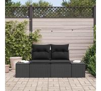 Walplus Garden Sofa With Cushion Black 123 X 62 X 69Cm Poly Rattan
