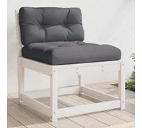 Walplus Garden Sofa With Cushions White Solid Wood Pine For Garden, Terrace, Or Patio - 63.5 X 73 X 78 Cm (W X D X H)