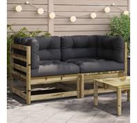 Walplus Garden Sofas Corner With Cushions 2 Pcs Impregnated Wood Pine