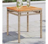 Walplus Garden Table Mix Beige 38X38X42 Cm Poly Rattan Acacia Wood