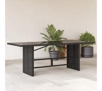 Walplus Garden Table With Glass Top Black 190X80X75 Cm Poly Rattan