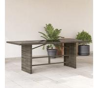 Walplus Garden Table With Glass Top Grey 190X80X75 Cm Poly Rattan