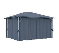 Walplus Gazebo With Curtain 400 X 300 Cm Anthracite Aluminium