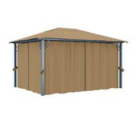 Walplus Gazebo With Curtain 400X300 Cm Taupe Aluminium
