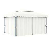 Walplus Gazebo With Curtain 4X3 M Cream White Aluminium