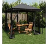 Walplus Gazebo With Mesh Walls Anthracite 2.93X2.93 M Steel