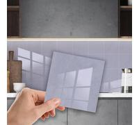 Walplus Glossy Marble Thick Peel And Stick Wall Tiles Stickers - 24Pcs Self Adhesive Stick On Tiles For Kitchen - Light Grey