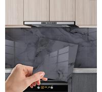 Walplus Glossy Marble Tile Stickers Thick Backsplash 24Pcs 15Cm(6") -Fossil Grey