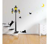 Walplus 220x120 cm Wall Stickers Street Light Glow in Dark Removable Self-Adhesive Mural Art Decals Vinyl Home Decoration DIY Living Bedroom Office Décor Wallpaper Kids Room Gift, Black