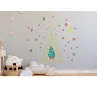 WALPLUS Removable Christmas Wall Decals - Mixed Festive Stickers for Holiday Home Decor, Reusable Vinyl Art for Living Room, Nursery