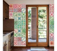 Walplus Green And Red Vintage Combo Mix Tile Stickers