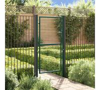 Walplus Green Steel Fence Gate With Lock & Keys 100X175 Cm - Garden Security Barrier