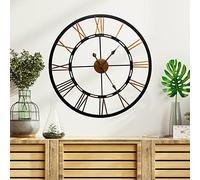 WALPLUS 70x70cm Greenwich Roman Iron Clock 70cm Black Solid Colour Classic Wall Home DIY Decoration Office Accessories Minimalist Design Bedroom Decor Stylish Living Room Gift Ideas