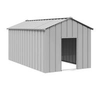 Walplus Grey Dog House With Roof 114X202X101 Cm Galvanised Steel