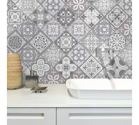 Walplus Grey Paradise Mediterrranean Combo Peel And Stick Wall Tiles Sticker - 48Pcs Self Adhesive Stick On Tiles For Kitchen