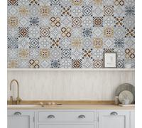 Walplus Grigio Mediterrranean Peel And Stick Wall Tiles Sticker - 48Pcs Self Adhesive Stick On Tiles For Kitchen 15X15Cm