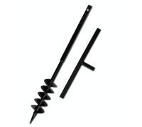 Walplus Ground Drill With Handle Auger Bit 100 mm Double Spirals Steel Black