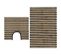 Walplus Hand-Woven Jute Bathroom Mat Set Fabric Natural And Black