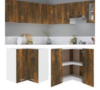 Walplus Hanging Corner Cabinet Lyon Smoked Oak 57X57X60 Cm Engineered Wood