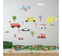 Walplus "Happy Cars" Kids Children Babies Room Nursery Comic Book Toy Store Office Décor Removable Self-Adhesive Decoration Mural Art Decal Wall Stickers, Multi-Colour, 125 x 85 cm
