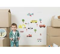 WALPLUS Happy Cars Wall Stickers for Kids Rooms - Playful Nursery Decor, Removable Vinyl Decals for Boys & Girls, 125x85cm