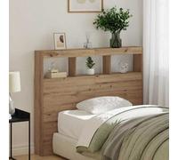 Walplus Headboard Cabinet With Led Artisan Oak 121 X 17 X 102 Cm