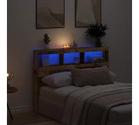 Walplus Headboard Cabinet With Led Old Wood 140X17X102 Cm