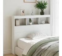 Walplus Headboard Cabinet With Led White 120X17X102 Cm